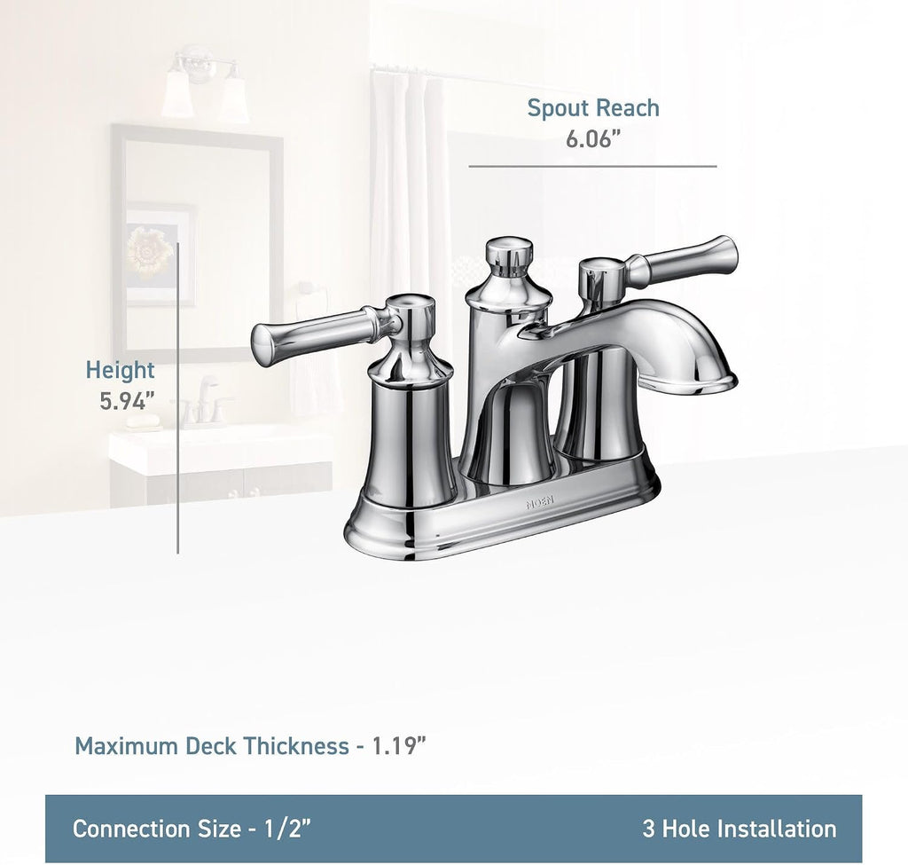 Moen Dartmoor Brushed Nickel Traditional Two Handle Centerset Bathroom Sink Faucet, 6802BN