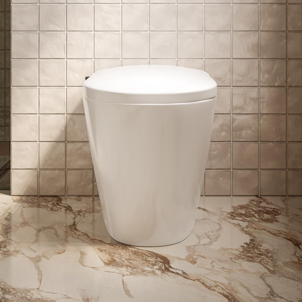 Swiss Madison Hugo H Power Flush Tankless Toilet 7' Back Outlet 1 GPF Non-Electric Toilet with Integrated Tank and Manual Bidet in Glossy White