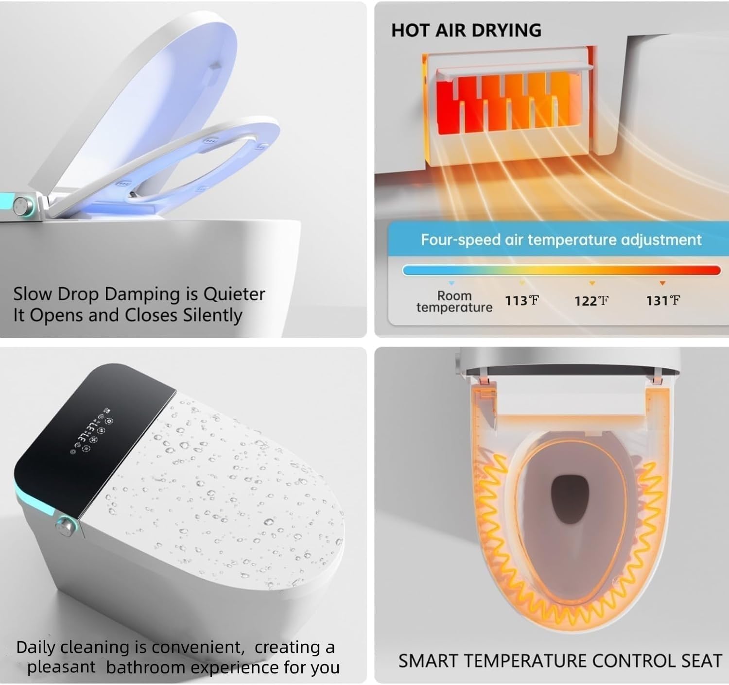 Smart Toilet with Bidet Built Warm Water Sprayer and Dryer, Foot Sensor Operation,Heated Seat toilet with LED Display for Bathroom,One Piece Bidet Auto Dual Flush