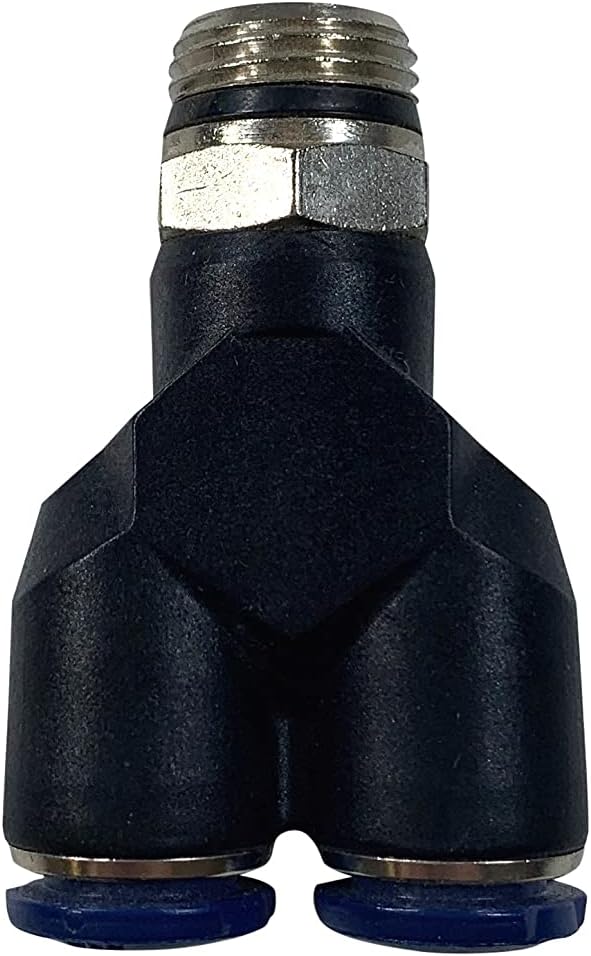 3/8' Tube O.D. x 3/8' MNPT Brass Composite Push-In Y Connector, Pneumatic Push To Connect Fitting (QTY 10)