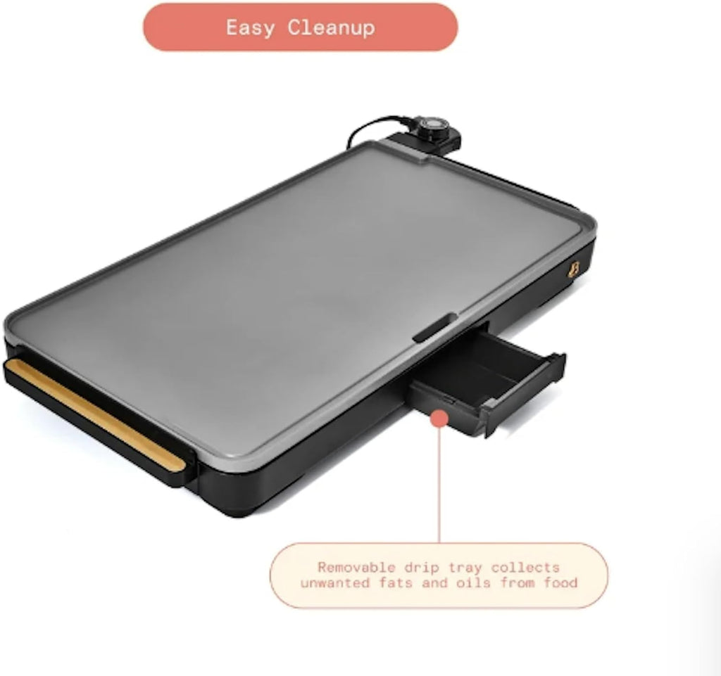 Stunning XL Electric Griddle 12' x 22,' Non-stick (Black)