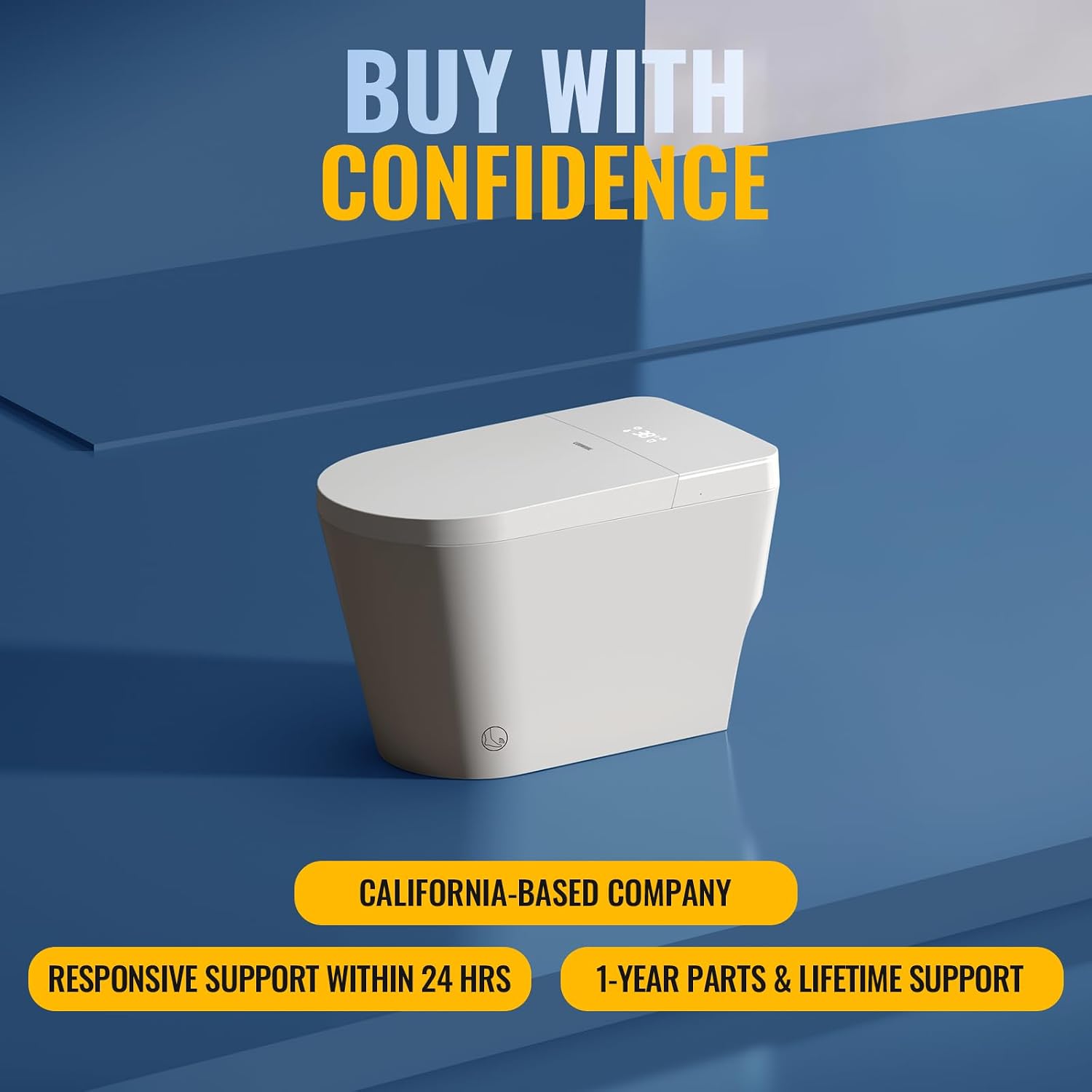 LW Smart Toilet with Bidet Built in, One Piece Elongated Modern Bidet Toilet with Foot Sensing Auto Open/Close, Pump-Assisted Auto Flush, Heated Seat, Warm Water & Dryer, LED Display, Night Light