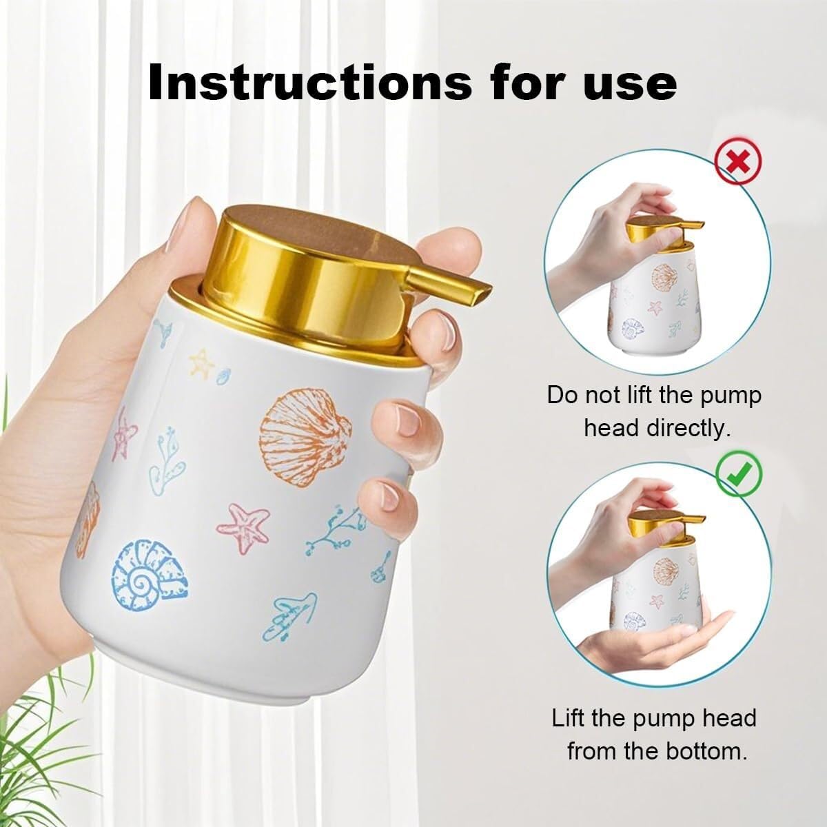 Bathroom Accessories Set Ceramic Bathroom Accessory Set Plant Patterns Accessories with Soap Dispenser Dish Tumbler for Home Decor Victorian(3 Piece Set-Ocean)