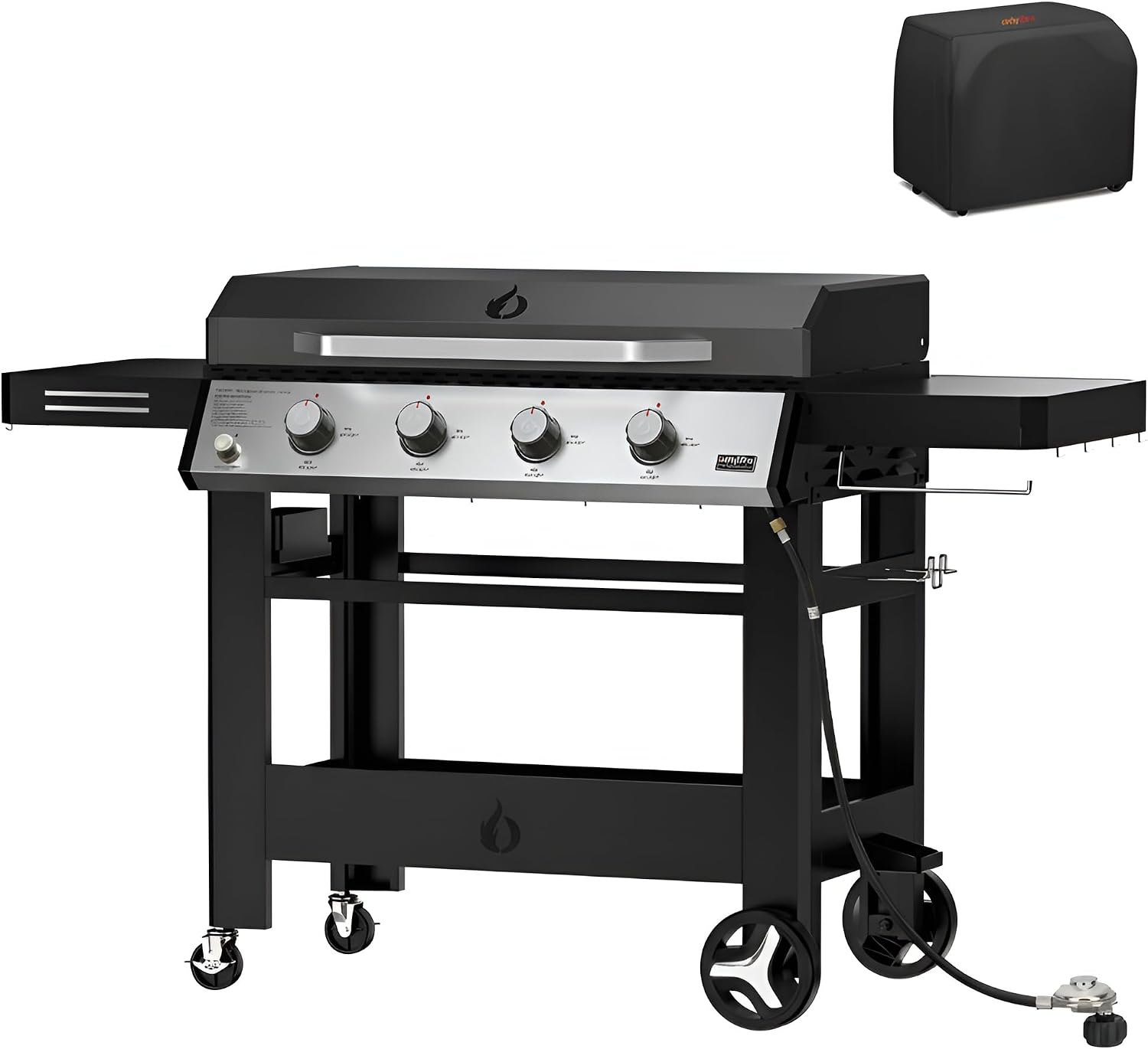 ONLYFIRE GRILLS Heavy Duty Propane Gas Griddle 4-Burner with Waterproof Cover, Premium Flat Top Gas Grill with 555 sq.in Cooking Area, Outdoor BBQ Stove for Patio Barbecue Backyard Party, GS352