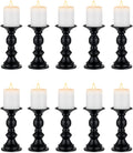 Nuptio 10 Pcs Black Candle Holders for Pillar Candles, Metal Candle Holder for 50mm Candles, Pillar Candle Holder Centerpieces for Wedding Anniversary Housewarming Christmas Party Tables