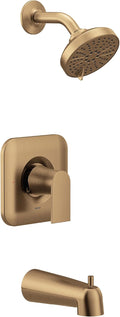 Moen Genta LX Bronzed Gold Pressure Balancing Modern Shower Set with Showerhead, Lever Handle, and Tub Spout, Posi-Temp Valve Required, T2473EPBZG