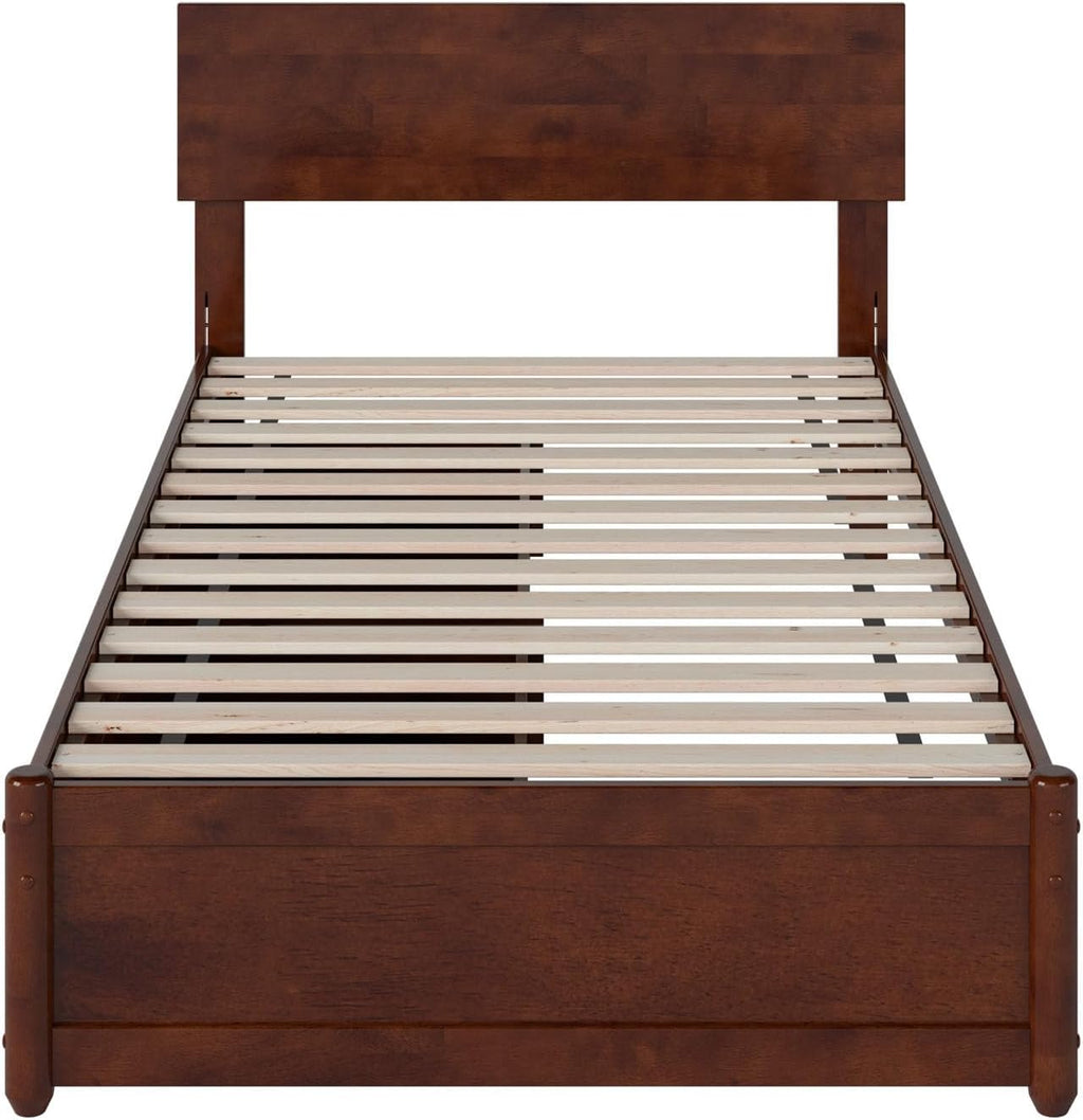 AFI, Wesley Twin Platform Bed with Panel Footboard & Storage Drawers, Walnut