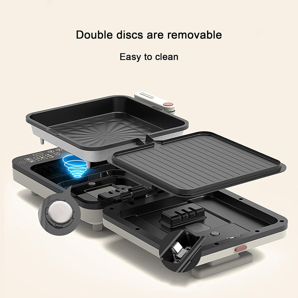 Electric Frying Pan, Electric Baking Pan, Double-Sided Electric Skillet, Non-Stick Coating, Removable, Easy to Clean