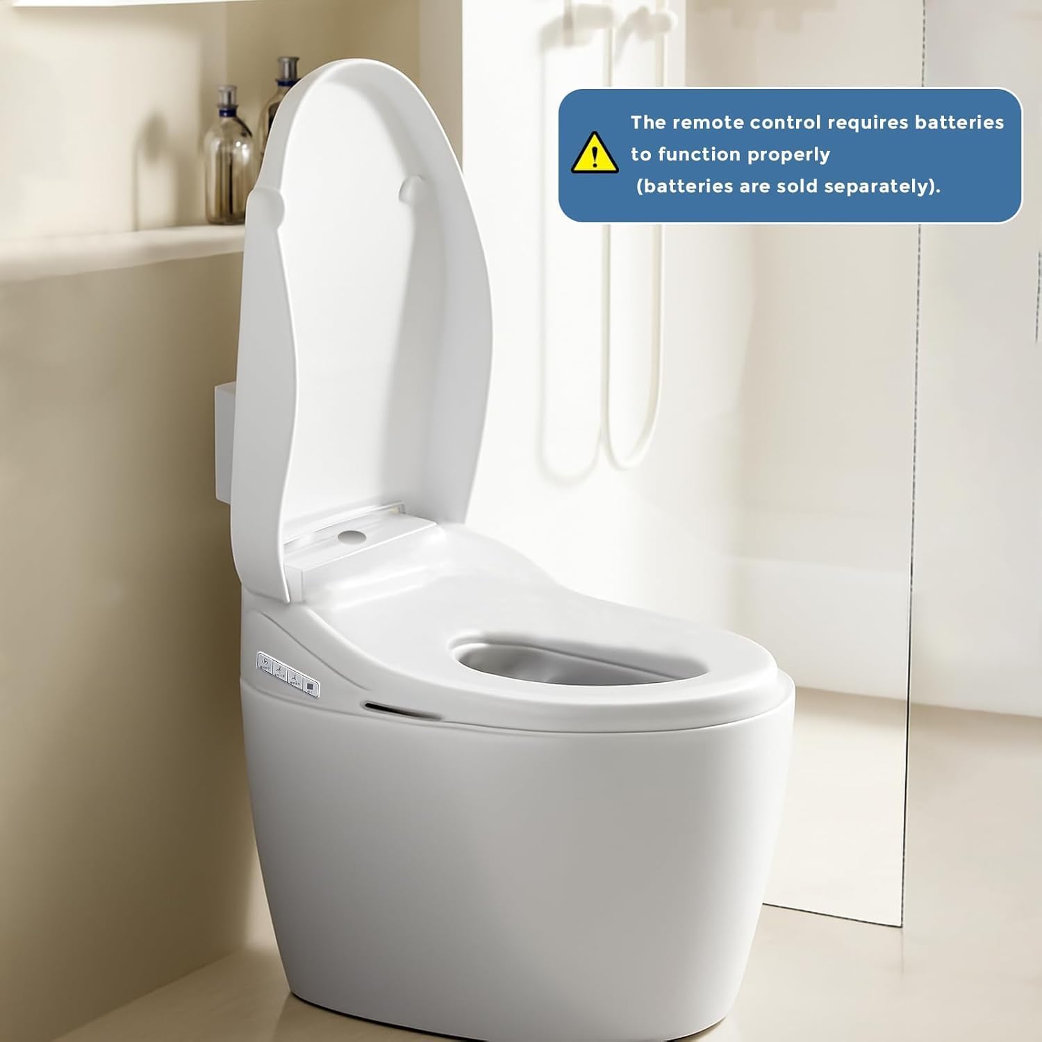 Smart Electric Bidet Toilet Seat Elongated, Dual Control Panel & Remote with LED Display, Instant Warm Water, Heated Seat, Warm Air Dryer, Night Light, Soft-Close Lid