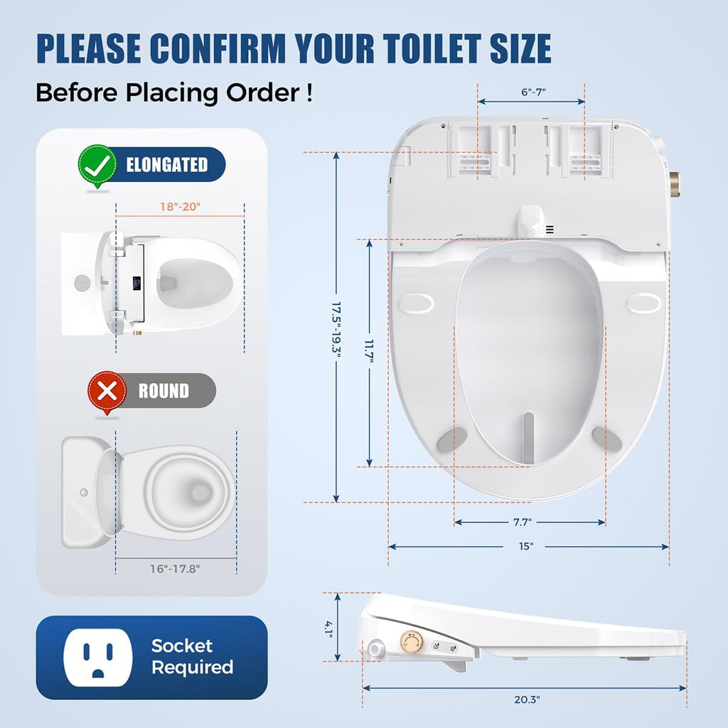 Bidet Toilet Seat Elongated, Electric Heated Seat with Instant Warm Water, Warm Air Dryer