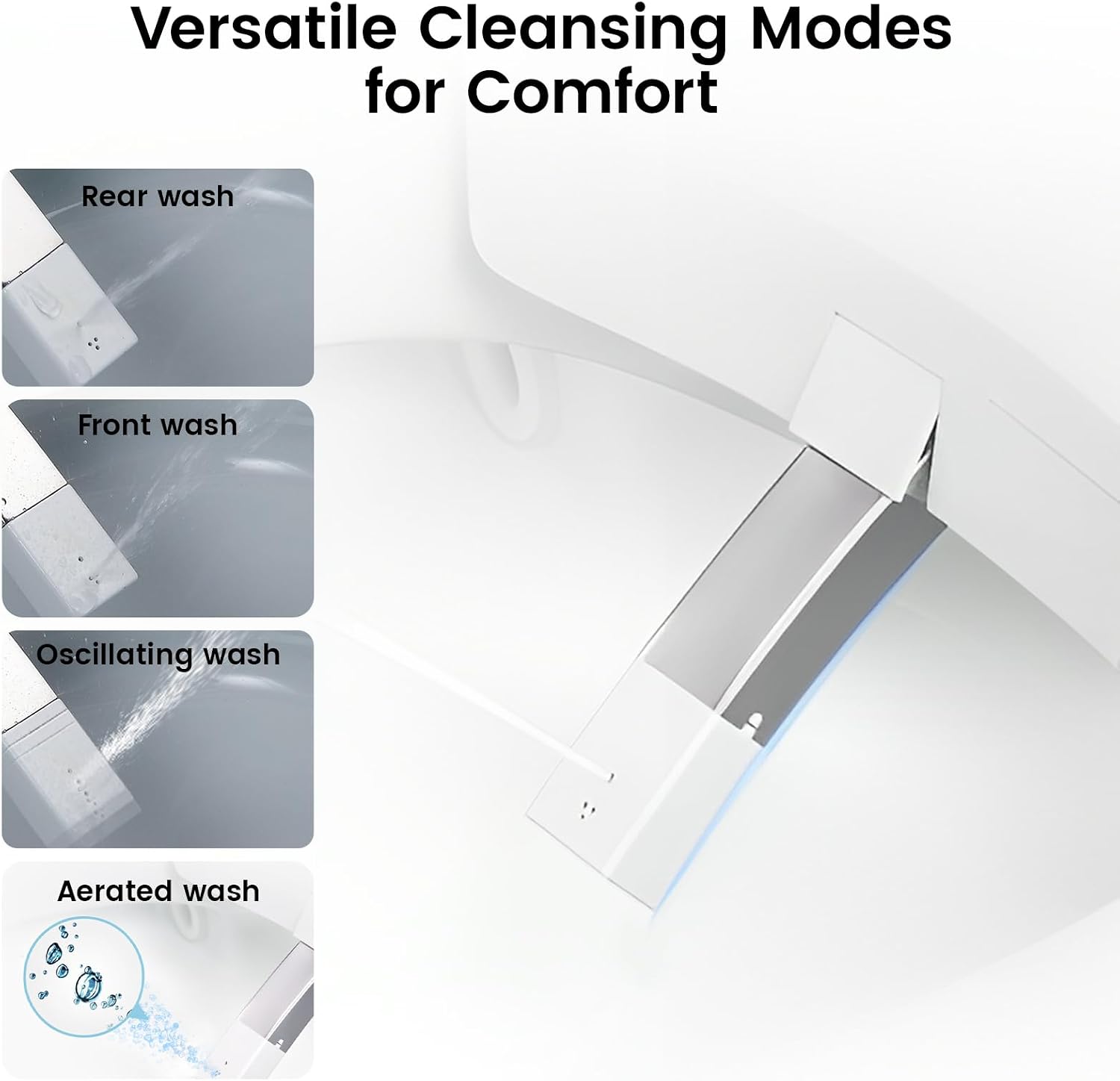 DA80 Smart Toilet with Bidet, One Piece Bidet Toilet with Water Tank & Pump, Elongated Heated Seat, 1.06 GPF Auto Flush, Warm Water, Remote Control, Foot Kick Blackout Flush Deodorization