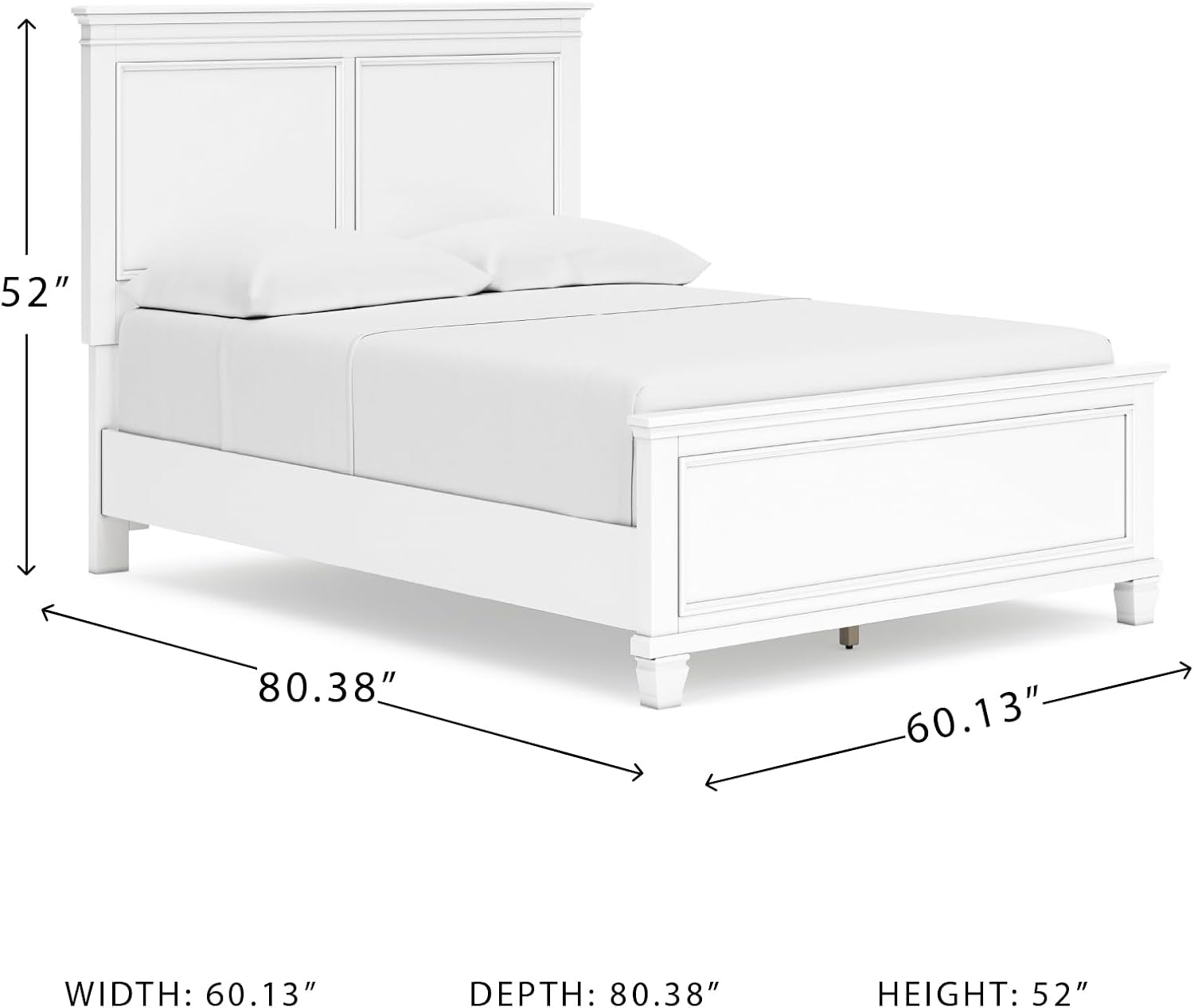 Signature Design by Ashley Fortman Transitional Full Panel Bed with Tapered Feet, Foundation or Box Spring Needed, White
