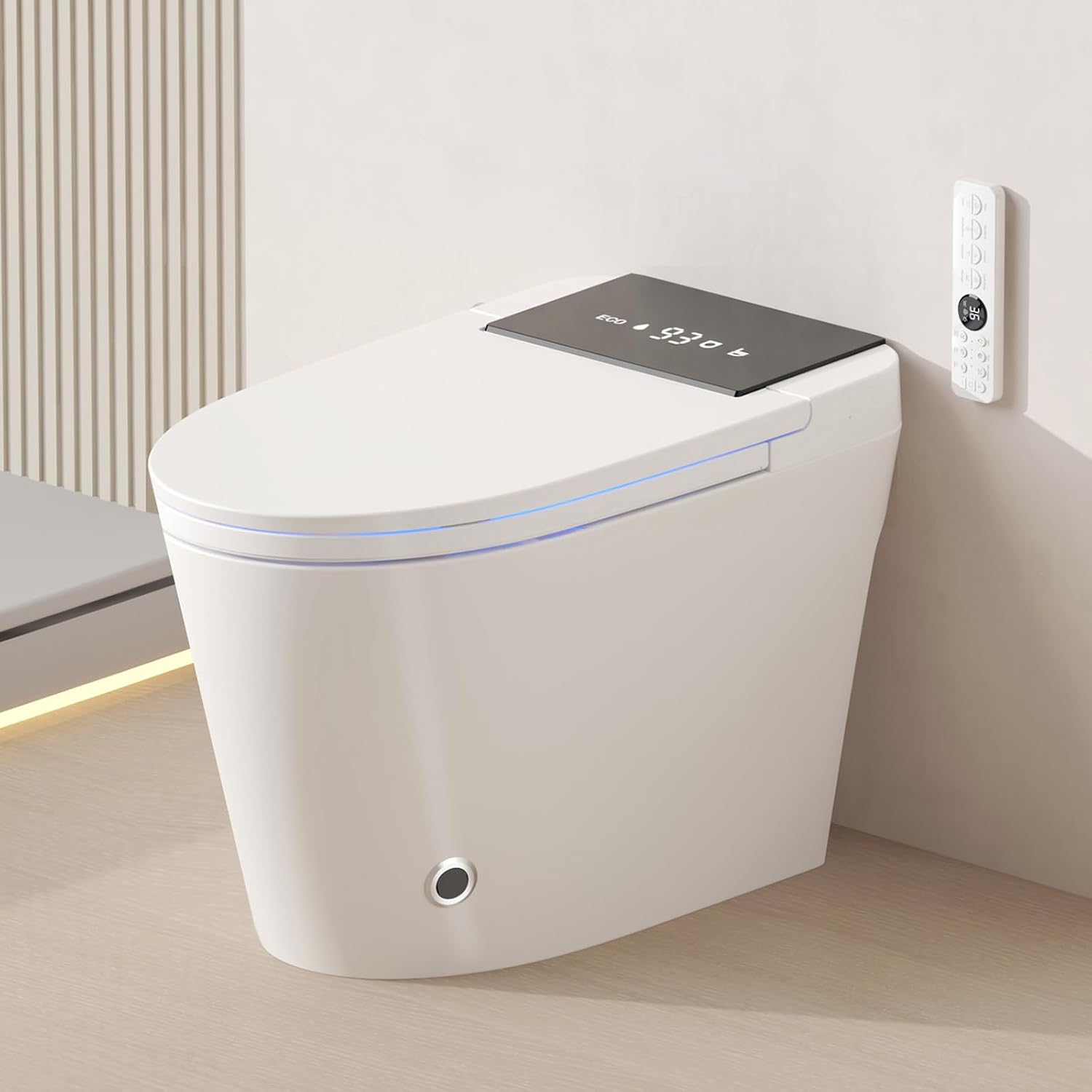 Smart Toilet with Bidet Built In, Heated Seat & Dual Auto Flush, Foot Sensor, Tankless Modern Elongated Electric Toilet with Warm Water Wash, Air Dryer, LED Display & 1000g MaP Flush, 1.28 GPF