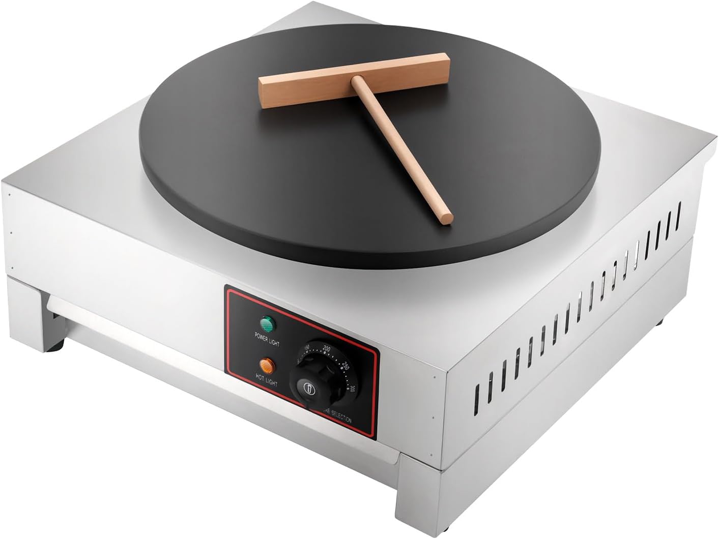 Electric Crepe Maker, 110V 1700W Desktop Circular Cereals Pancake Stove, 16' Commercial Stainless Steel Pancake Griddle with Adjustable Temperature for Kitchen Convenience Store & Snack Stand