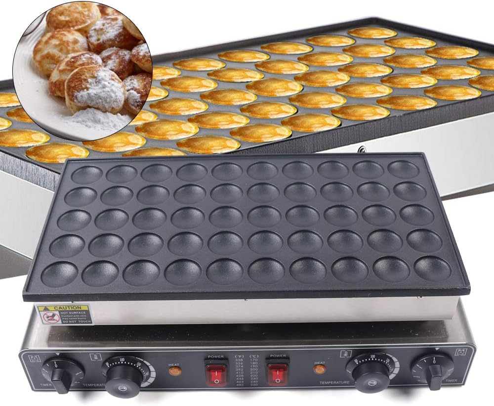 Waffle Ball Maker, 110V 1700W Commercial Bubble Shaped Waffle Ball Maker Electric Stainless Steel Rotatable Double-Head Heating Waffle Ball Making for Tea Shops, Snack Bars, Dessert Shops (50 Holes)