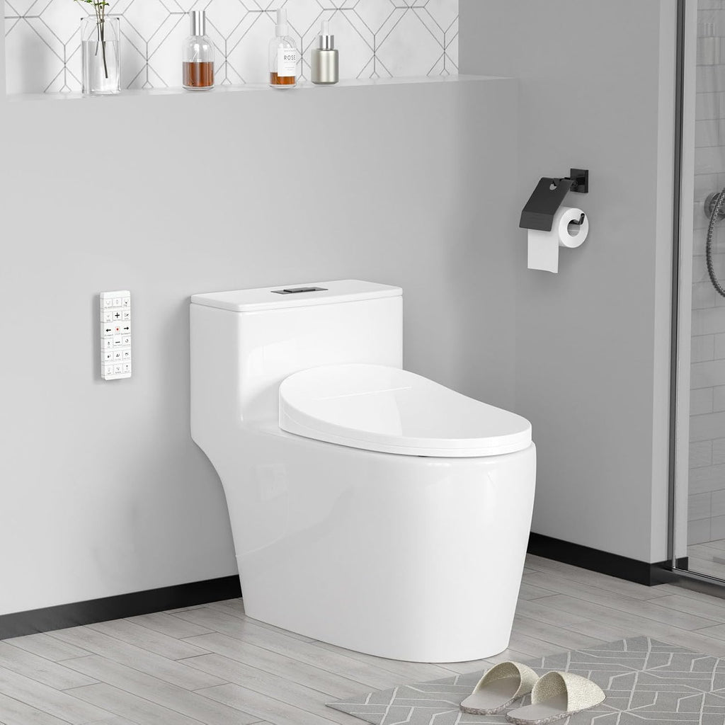 Bidet Toilet Seat Elongated, Unlimited Warm Water, Heated Toilet Seat, Warm Air Dryer, Rear and Front Washing, Soft Closed Toilet Lid, Night Light, Requires Outlet,white