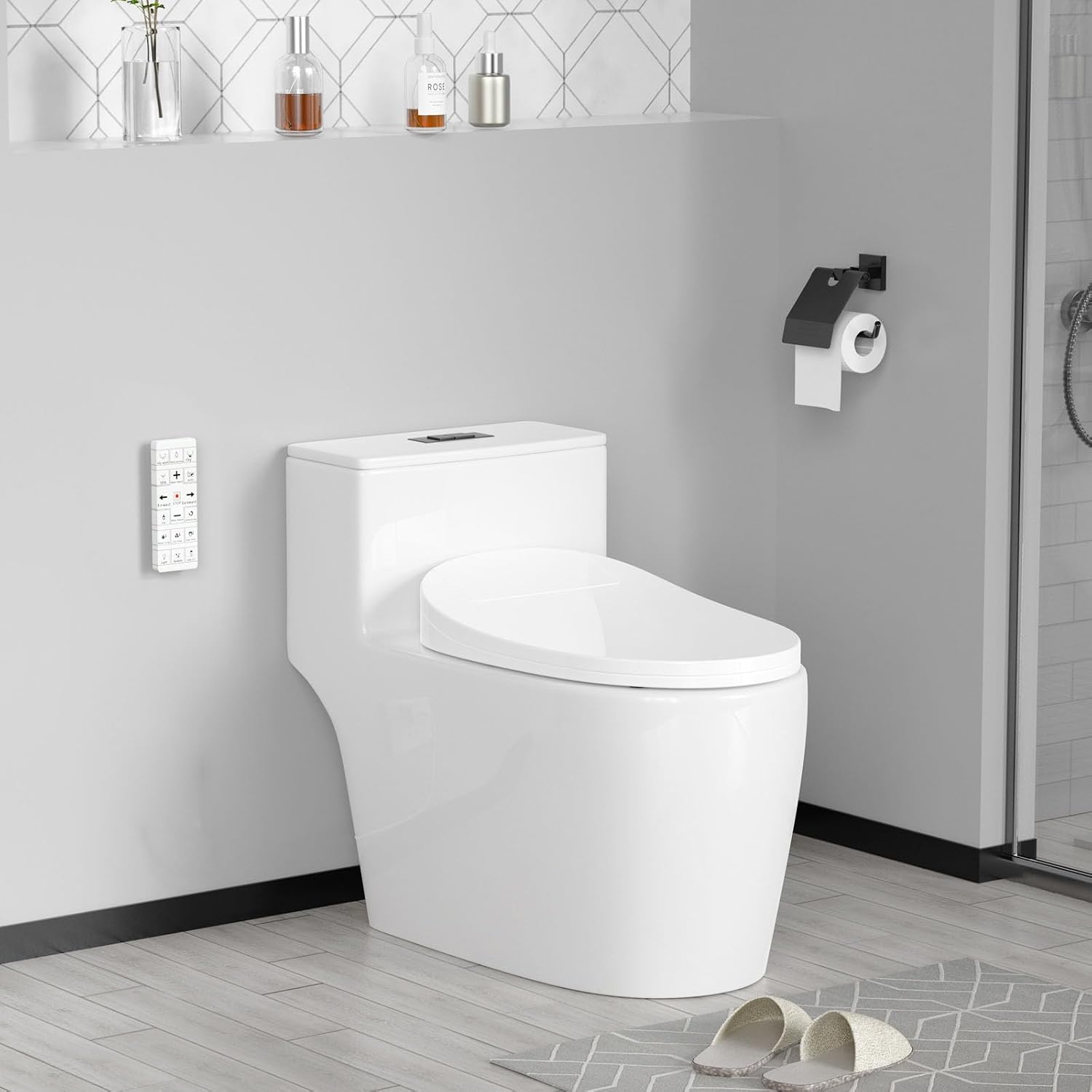 Bidet Toilet Seat Elongated, Unlimited Warm Water, Heated Toilet Seat, Warm Air Dryer, Rear and Front Washing, Soft Closed Toilet Lid, Night Light, Requires Outlet,white