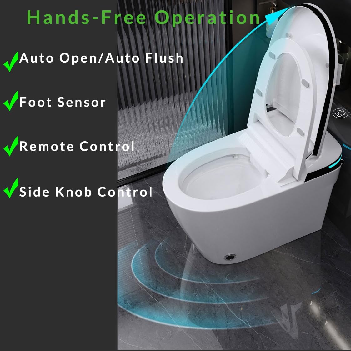 WinZo Smart Toilet with Bidet Built In, Tankless Toilets with Dryer, ADA Comfortable Height One-Piece Toilet with Heated Seat, Auto Flushing, Featuring Foot Sensor and LED Display