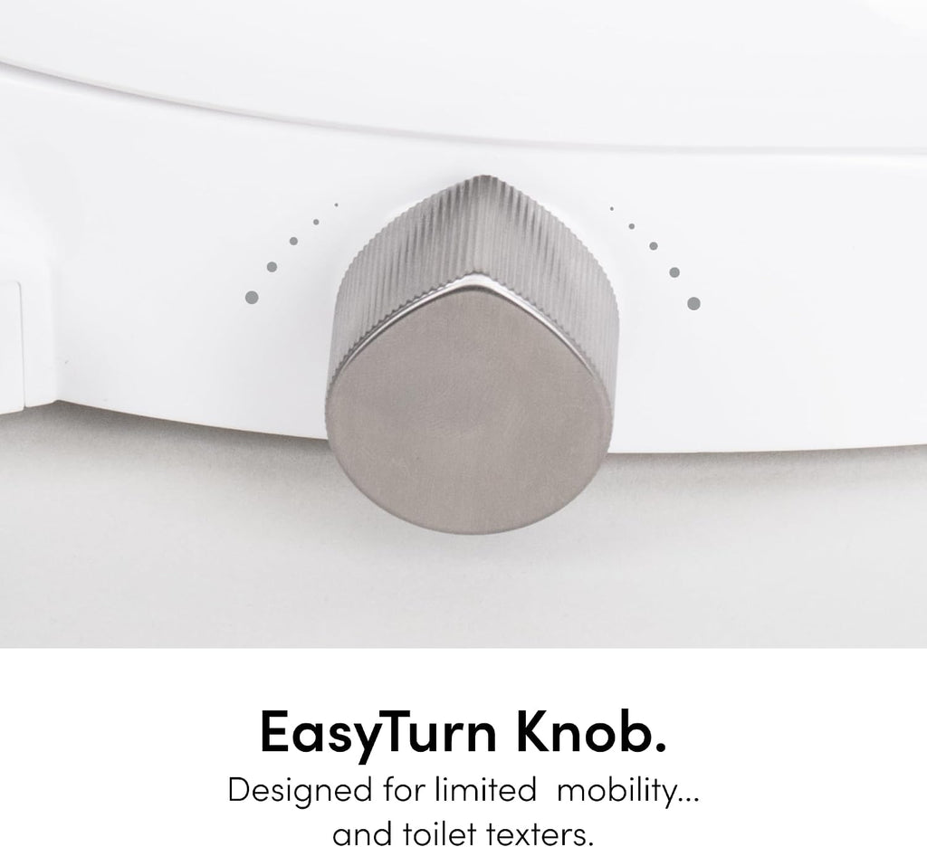 TUSHY Wave Non-Electric Bidet Toilet Seat: Sleek Elongated Design, Quick-Release for Easy Cleaning (DuoFlow Front & Rear Wash, Self-Cleaning Nozzle, Soft-Close Lid), 10-Min DIY Install, Bamboo Knob