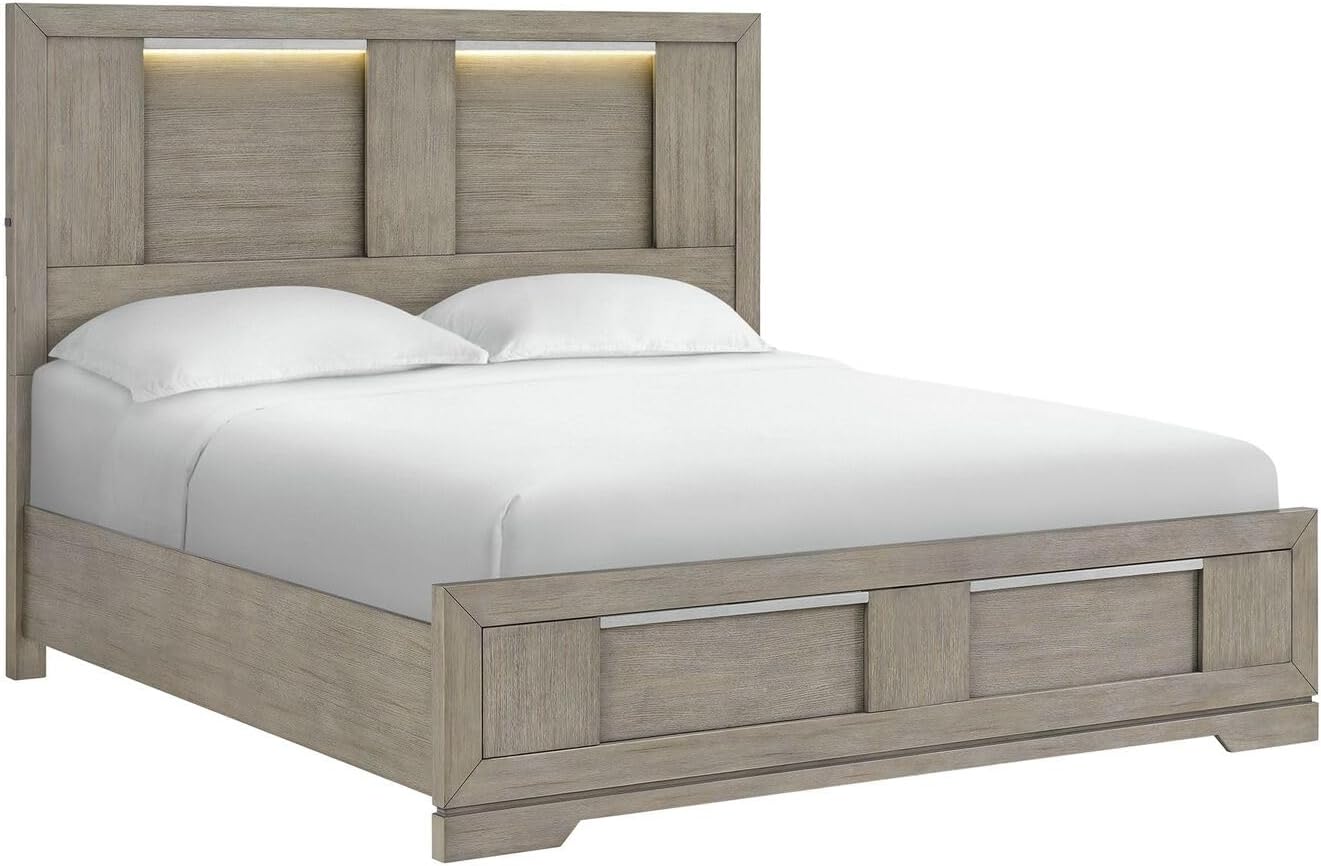 Picket House Furnishings Argo King Panel 3PC Bedroom Set with LED in Gray