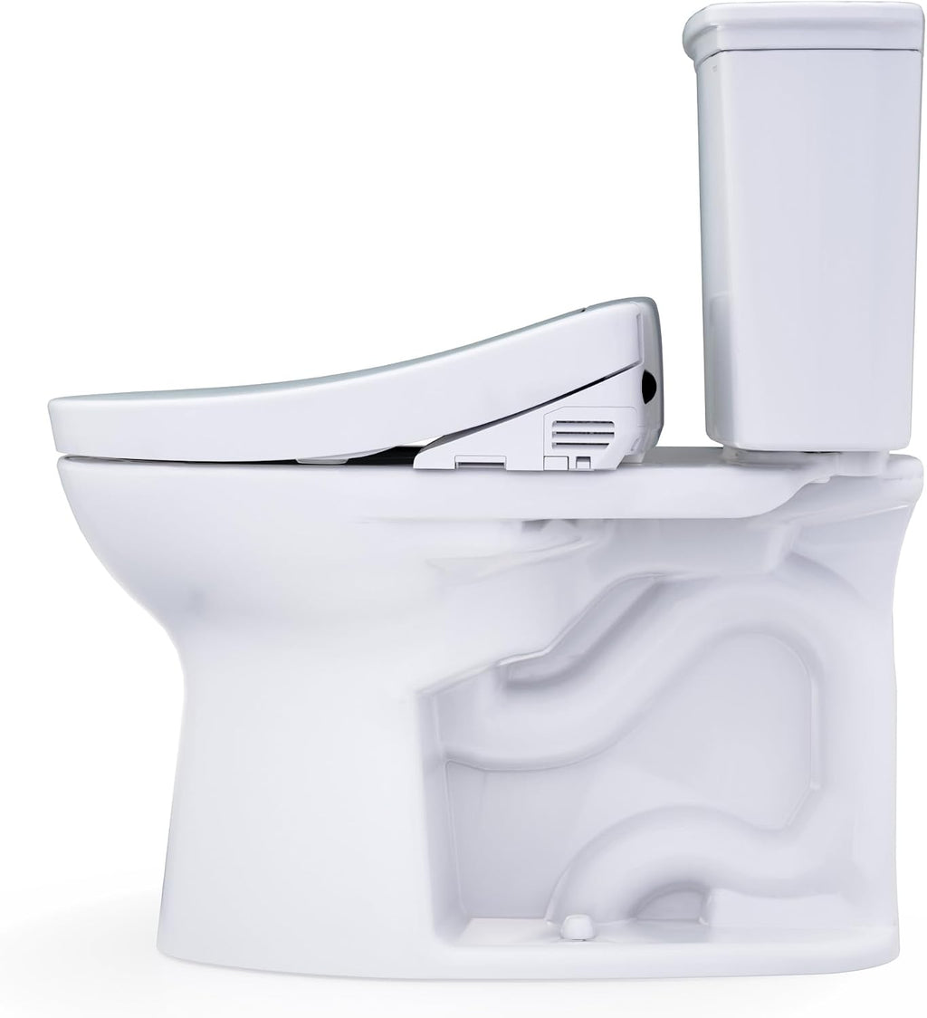 TOTO® Drake® Transitional WASHLET®+ Two-Piece Elongated 1.28 GPF Universal Height TORNADO FLUSH® Toilet with S5 Bidet Seat, Cotton White - MW7863446CEFG.10#01
