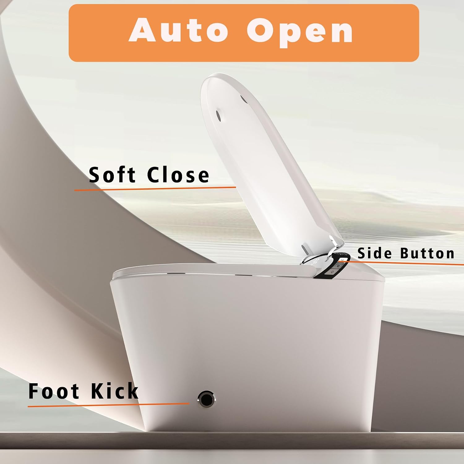 WinZo Luxury Smart Toilet with Elongated Heated Bidet Seat, Auto Flush, LED Display, Multiple Wash Modes with Starry Night Light Warm Comfort with ADA Height,White