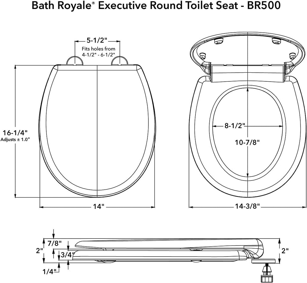 Bath Royale Toilet Seat (Round or Elongated), Slow Close (Soft Close, Quiet Close), Stain-Resistant and Easy to Clean, Fits All Toilet Brands, Premium Series or Heavy Duty Executive Series - 5 Pack