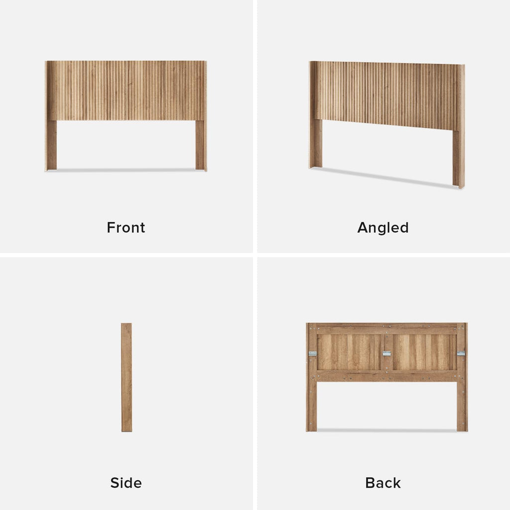 mopio Brooklyn Fluted Panel Wingback Headboard 62.4' - Wall Mount Headboard for Queen Bed, Modern Farmhouse Bedroom Decor, 4-Panel Assembly (Golden Oak, Queen)