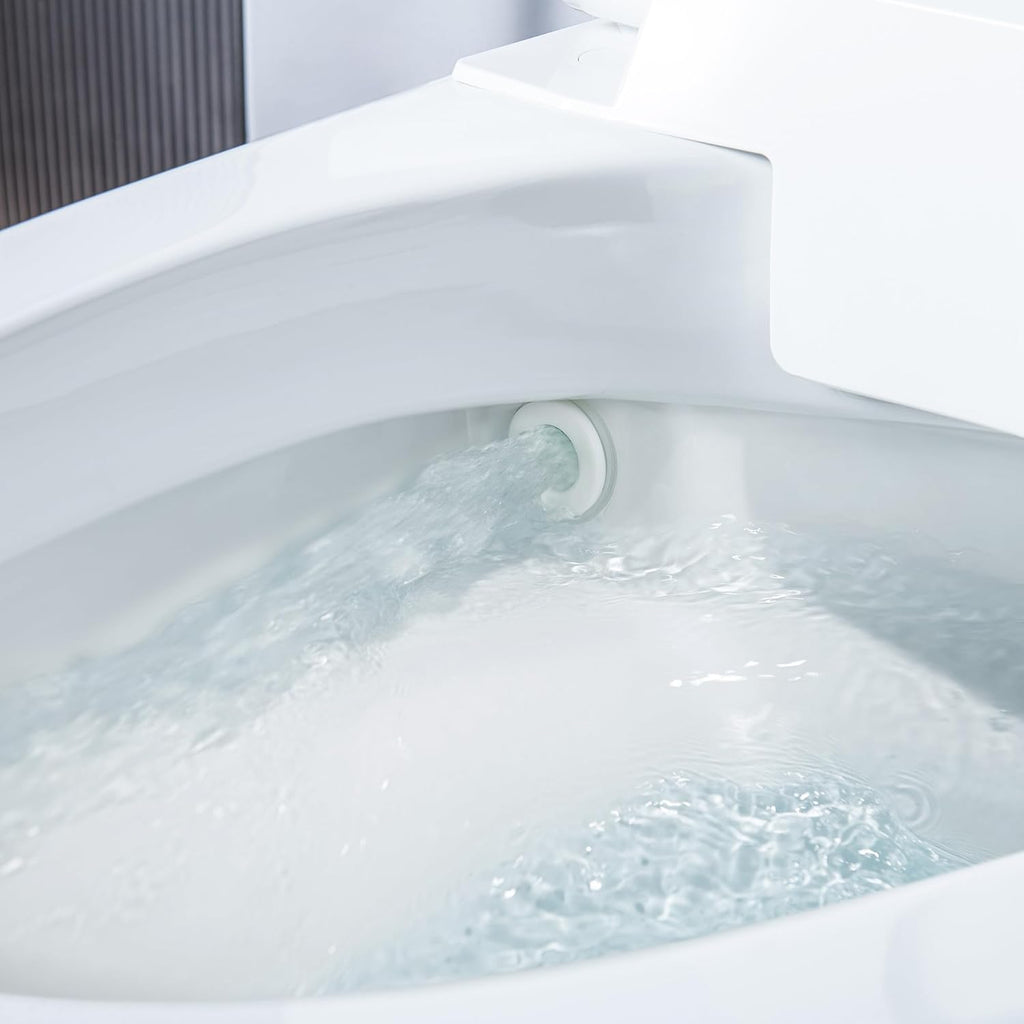 WOODBRIDGE Smart Toilet, Auto Open & Close, Auto Flush, Foot Sensor Operation, Heated Seat and Integrated Multi Function Remote Control in White
