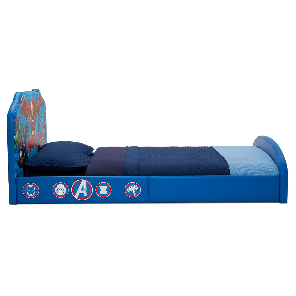 Delta Children Marvel Avengers Upholstered Twin Bed, Blue