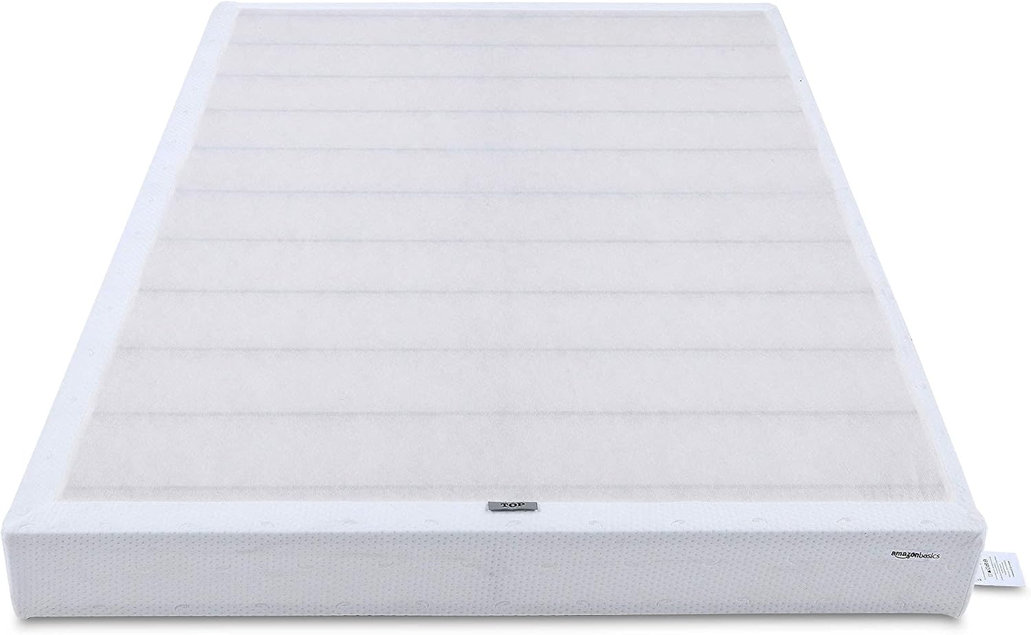 Amazon Basics Smart Box Spring Bed Base, 5-Inch Low Profile Height Mattress Foundation, Sturdy Durable Steel Support, Tool-Free Easy Assembly, Queen, 79' x 59.5' x 5', White