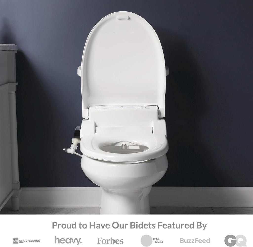Bio Bidet Bliss BB1000 Warm Water Bidet Seat, Air Dryer, Heated Seat with Slow Close Lid, Remote Control, Round