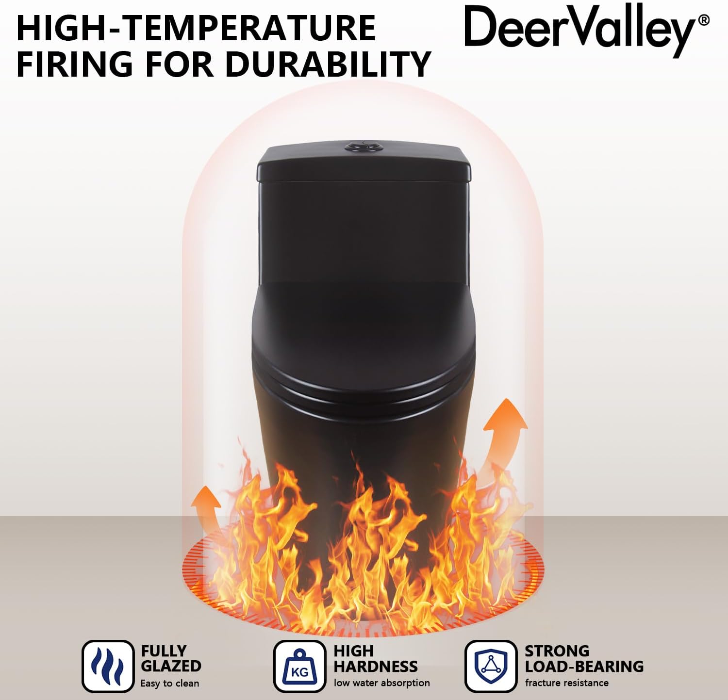 DeerValley One Piece Toilet Elongated 1.1/1.6 GPF Dual Flushing Toilets with 17' ADA Comfortable Chair Seat 12' Rough-In High-Efficiency Black Toilet DV-1F52636B