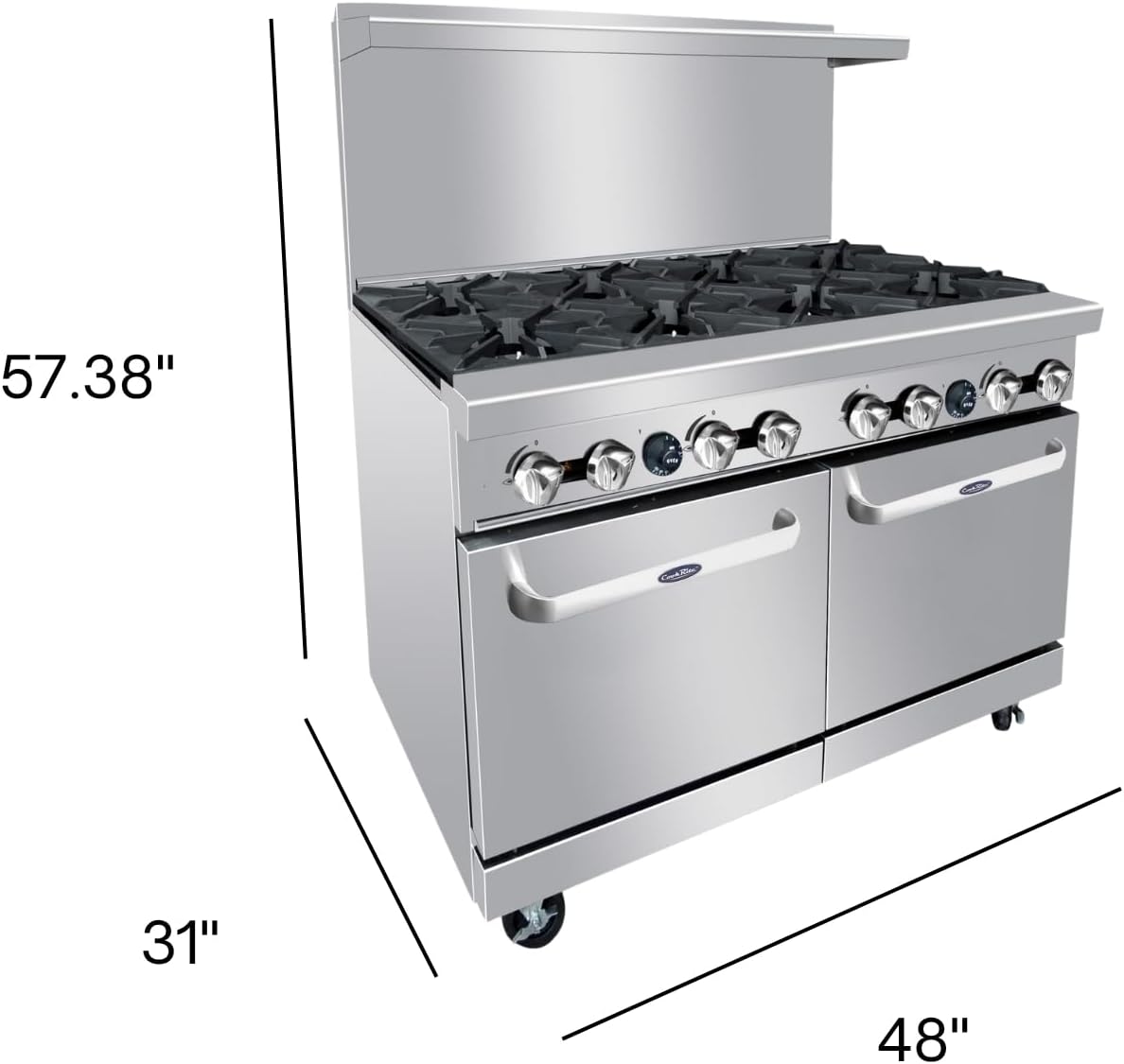 Atosa AGR Commercial Gas Range, 48' Gas Range, (8) Burners Top, (2) 20' Standard Ovens, Natural Gas (AGR-8B-NG)