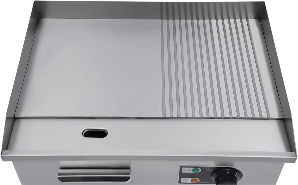 1600W Commercial Griddle, 22' X 13.7' Electric Griddles Grill,Commercial Flat Top Griddle Countertop Griddle Hot Plate Kitchen Stainless Steel Restaurant Grill, 50-300°C Adjustable Temperatures