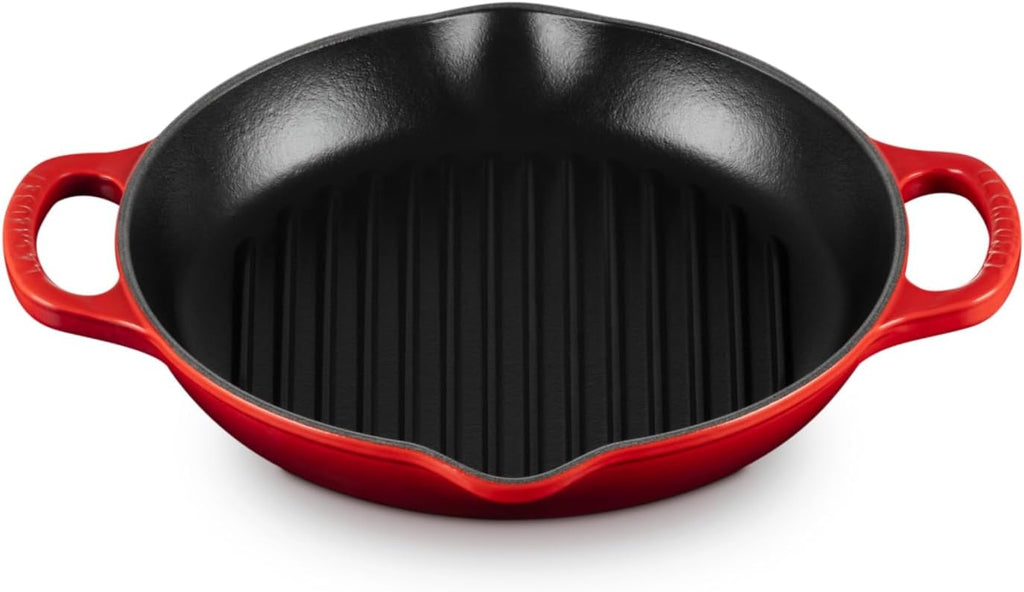 Le Creuset Enameled Cast Iron Signature Deep Round Grill, 9.75', Cerise