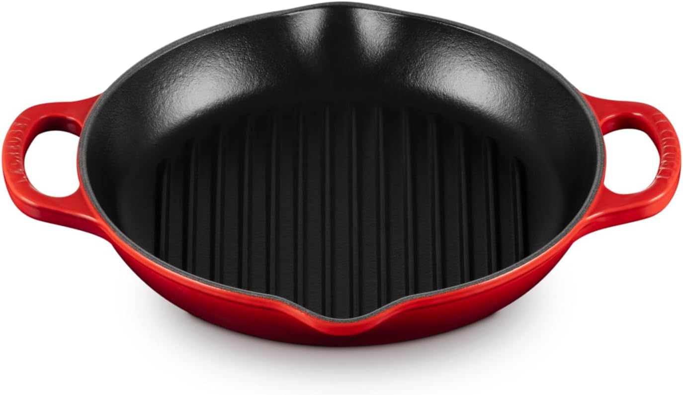 Le Creuset Enameled Cast Iron Signature Deep Round Grill, 9.75', Cerise