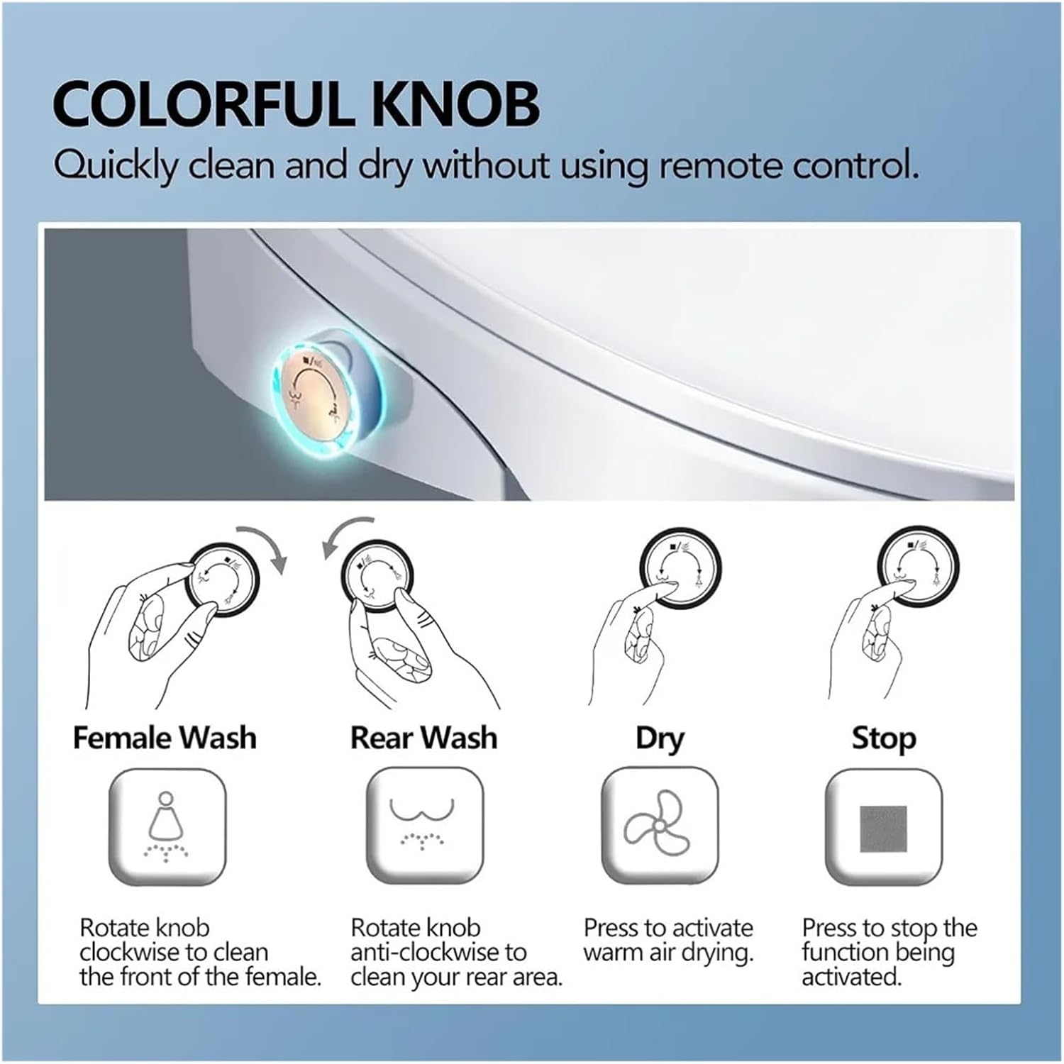 Smart Bidet Toilet Seat Round, Electronic Heated with Adjustable Warm Air Dryer, Unlimited Water(Elongated)