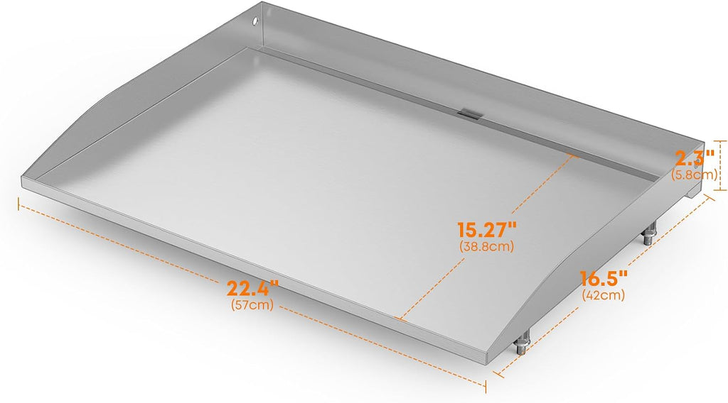 Stanbroil 22 Inch Stainless Steel Flat Top Griddle Replacement Top for Blackstone 22' Tabletop Griddle Station, Griddle Top Replacement with Rear Grease System