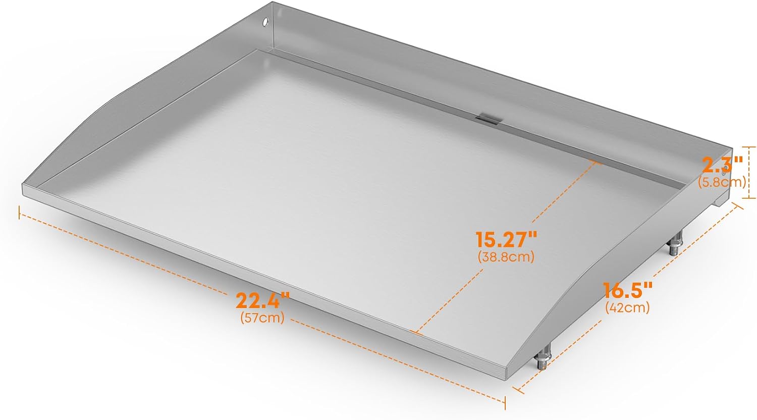 Stanbroil 22 Inch Stainless Steel Flat Top Griddle Replacement Top for Blackstone 22' Tabletop Griddle Station, Griddle Top Replacement with Rear Grease System