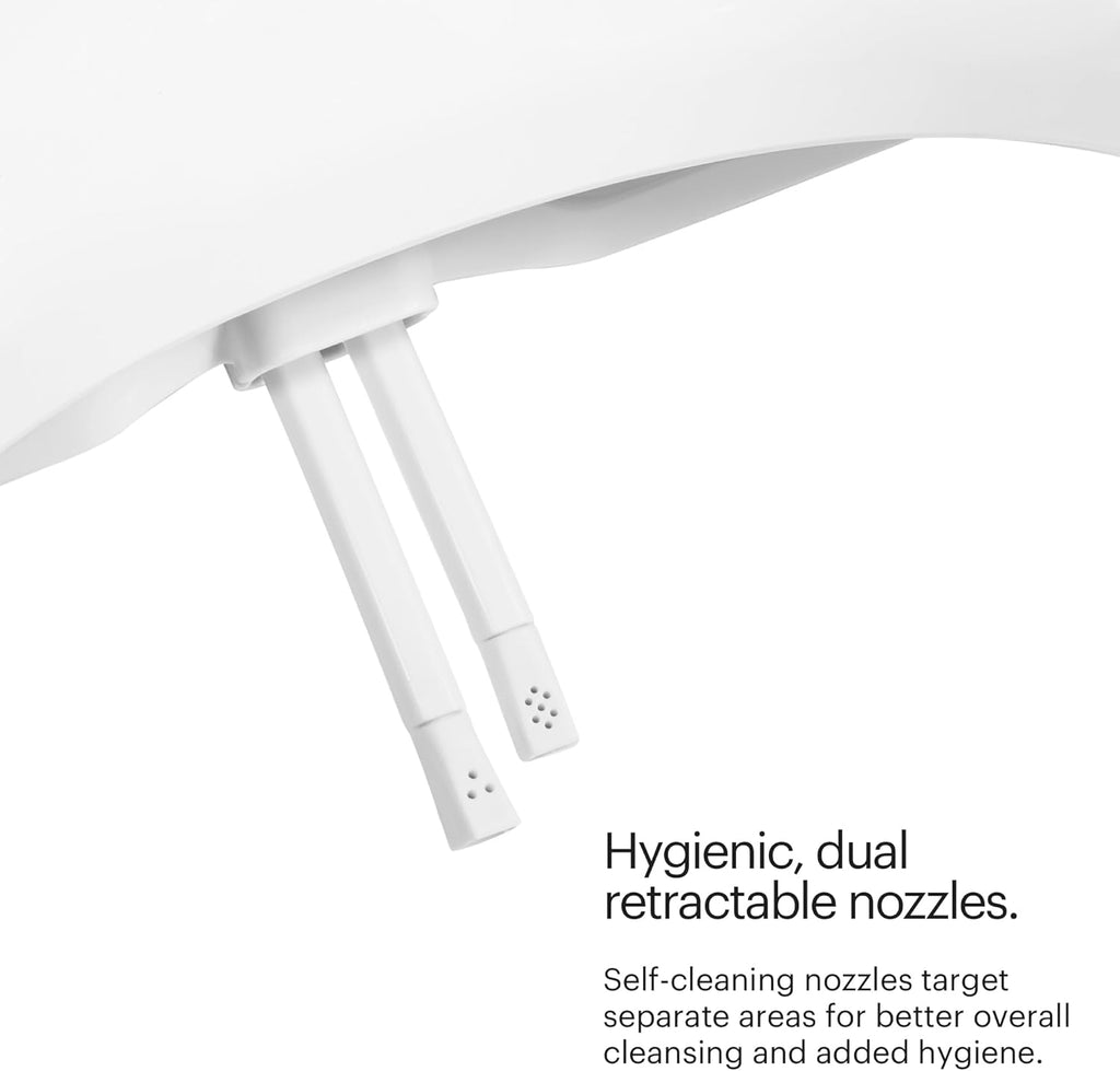 Brondell Swash Bidet Toilet Seat, Non-Electric, Dual Temperature, Fits Round Toilets, White – Dual Nozzle System – with Easy Installation