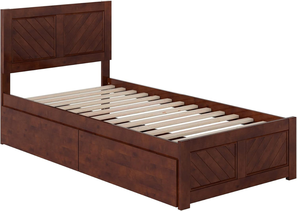 AFI, Canyon Twin XL Platform Bed with Matching Footboard & Storage Drawers, Walnut