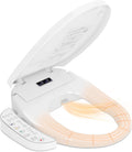 Smart Heated Toilet Seat for Short V-Shaped Toilets – Bidet Warm Water Wash, Self-Cleaning Nozzle, Warm Air Dryer, Deodorizer, Soft-Close Lid, LED Night Light & Touch Panel, Easy Install