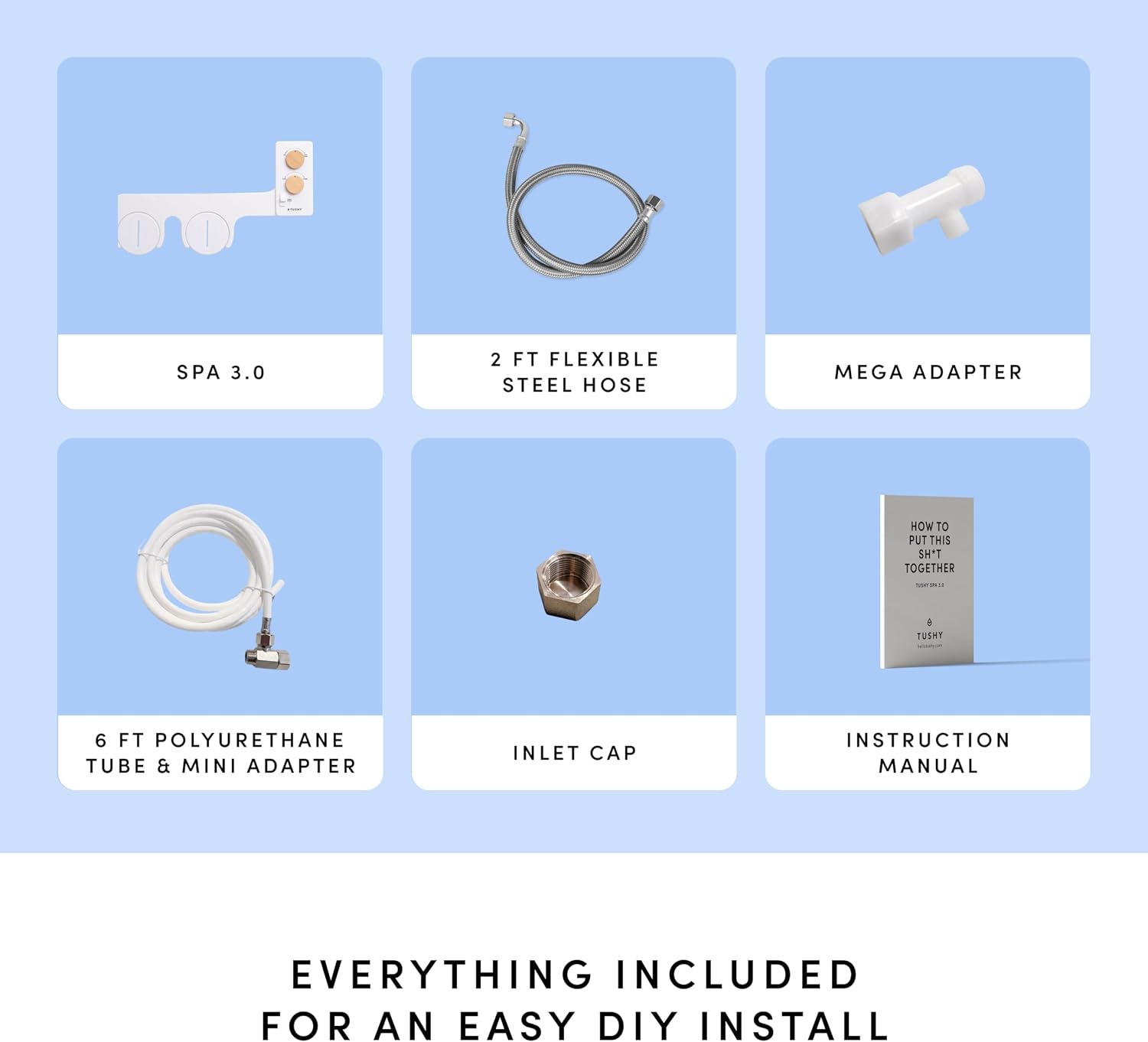 TUSHY Spa Self-Cleaning Warm Water Toilet Bidet Attachment. Adjustable Nozzle, Angle & Pressure. Easy DIY Home Install, Requires Sink Access for Optional Warm Water Control. (Biscuit/Brushed Nickel)