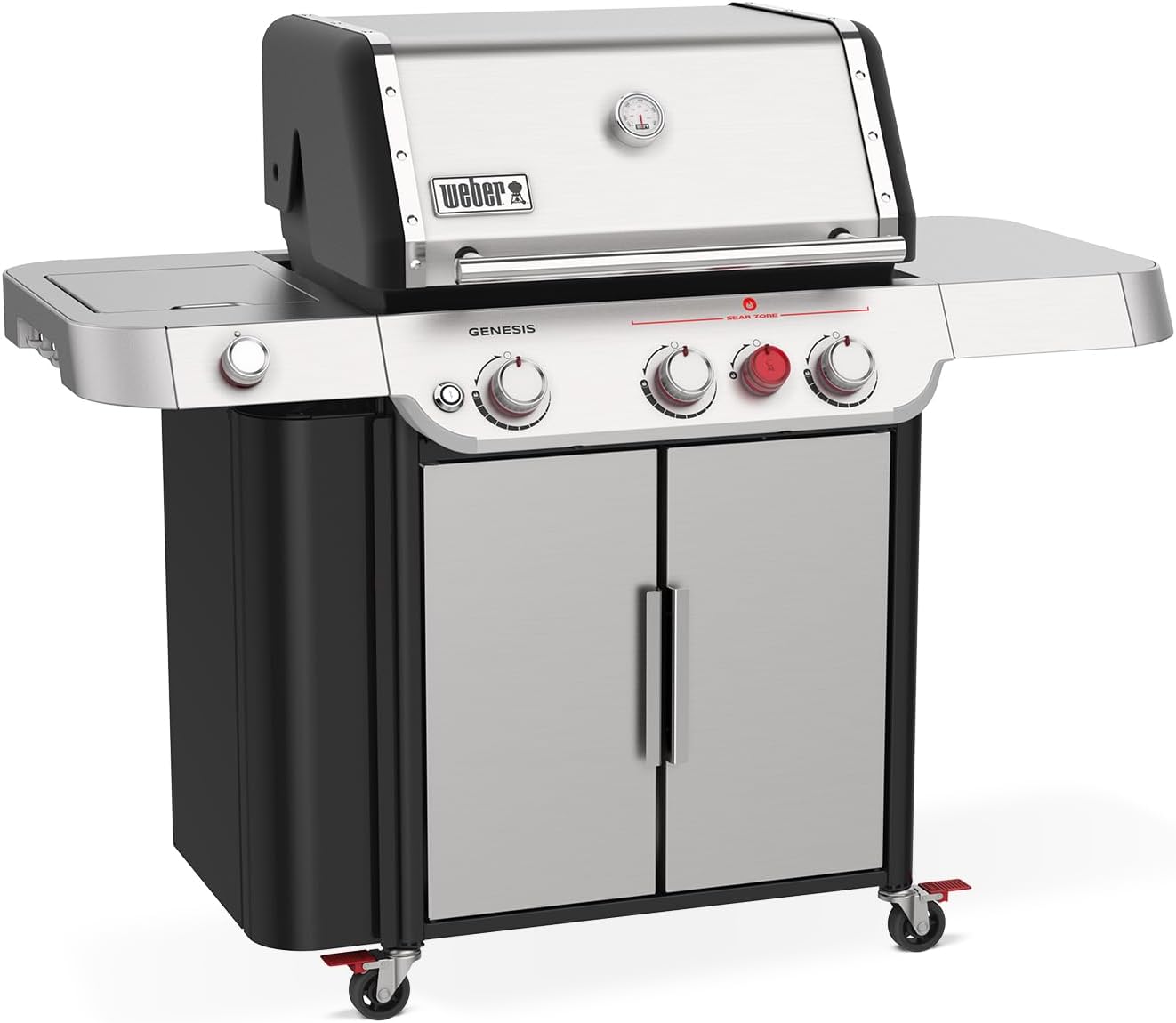 Weber Genesis S-335 Liquid Propane Gas Grill for Outdoor Cooking, Stainless Steel, 3 Burners and 1 Side Burner – Stainless Steel Cooking Grates, PureBlu Burners & Sear Zone