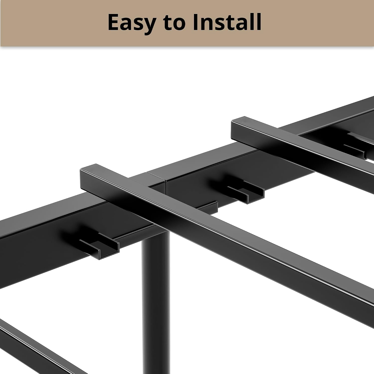 LIKIMIO Queen Bed Frame, Tall Industrial Headboard 51.2 ', Platform Bed Frame with Strong Metal Support, Solid and Stable, Noise Free, No Box Spring Needed, Easy Assembly, Charcoal Grey