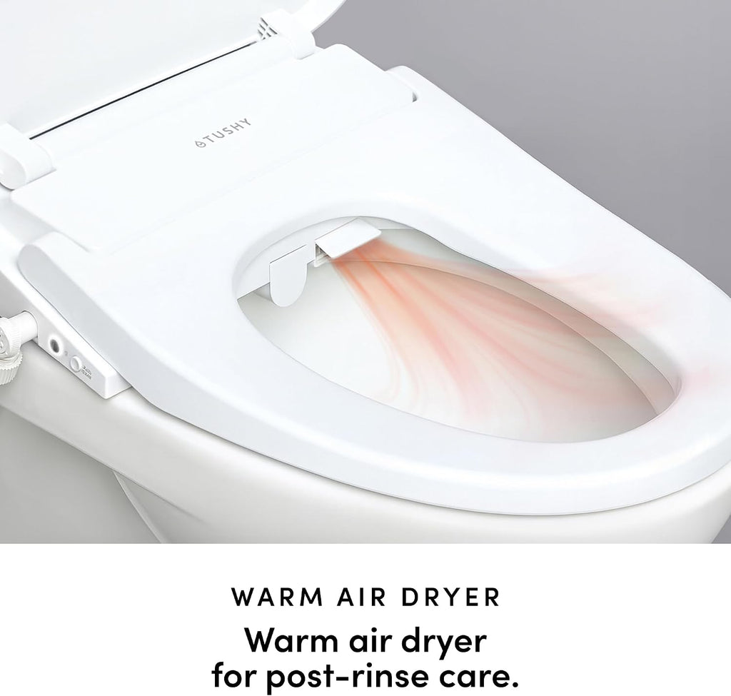 TUSHY Cloud+ Electric Bidet Toilet Seat w/Remote (Personal Settings Include: Instant Warm Water, Heated Seat & Air Dryer), Automatic Deodorizer, Night Light, Soft Close Seat & Lid (Elongated)