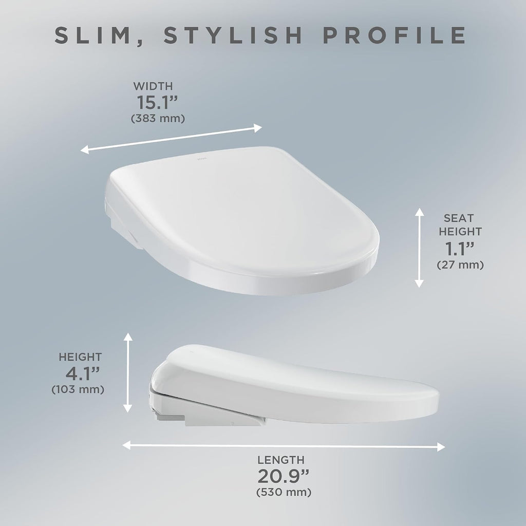 TOTO® S7A WASHLET® Electronic Bidet Toilet Seat, EWATER+® Bowl and Wand Cleaning, Auto Open and Close Classic Lid, Round, Cotton White - SW4735#01