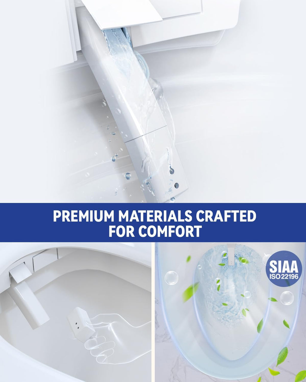Electric Bidet Toilet Seat, Heated Bidet Seat with 6-Level Warm,Warm Water and Dryer, Front and Rear Wash, Remote Control, Self-Cleaning Nozzle, Eco Mode, Round