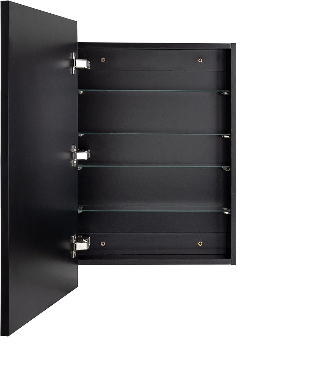 TEHOME 20'' x 30'' Black Recessed and Surface Mount Bathroom Medicine Cabinet with Mirror Matt Black Square Cornered Metal Framed Rounded Rectangle Medicine Cabinet Mirror